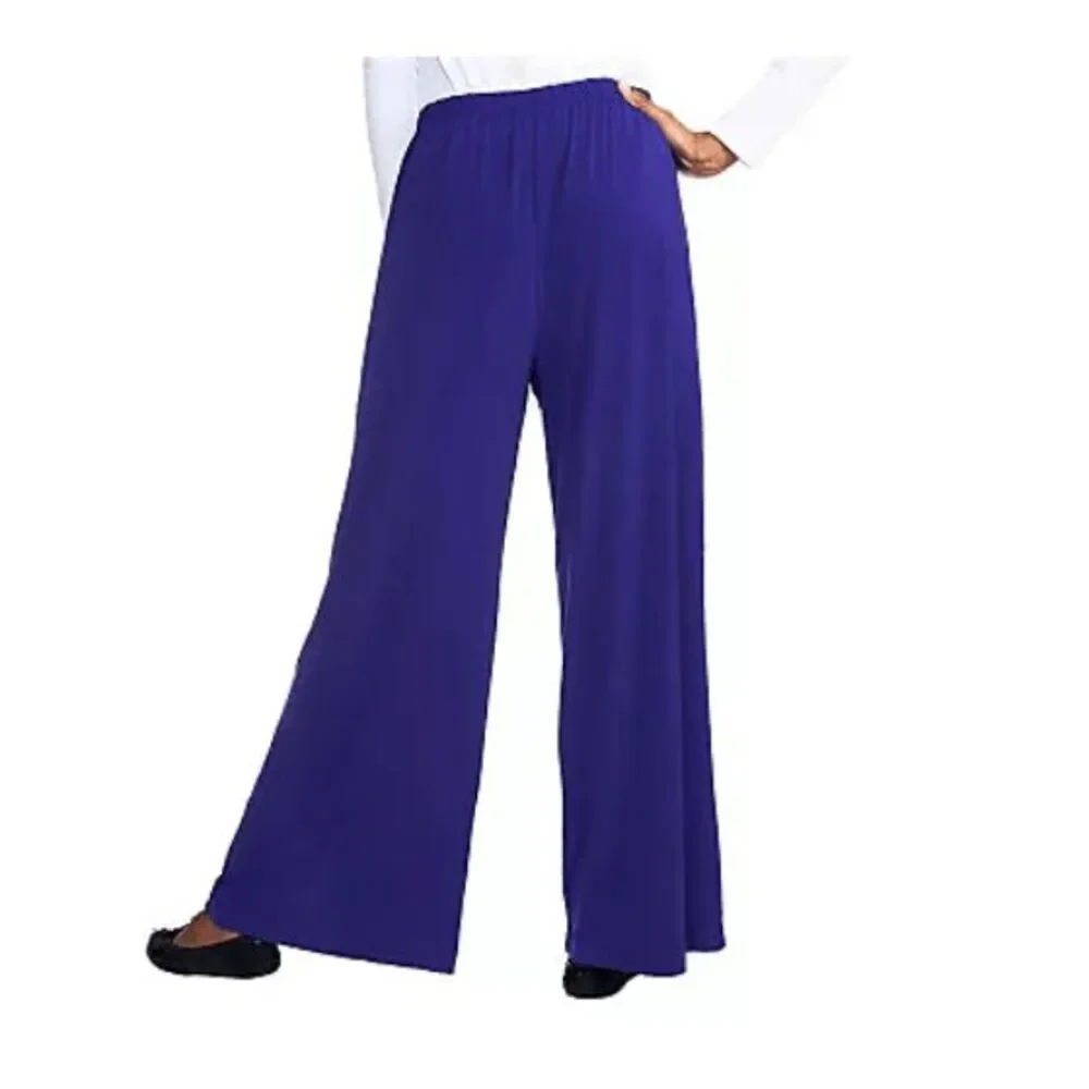 Bob Mackie Womens 3X Wide Leg Reg Length Knit Pants Trousers Red Stretch NWT - Picture 2 of 6